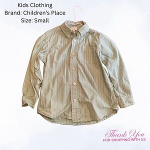 The Children's Place Green and White Striped Shirt